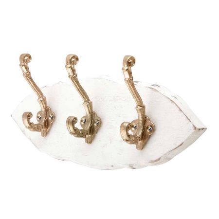 White Golden Small Wall Wooden Iron Hooks